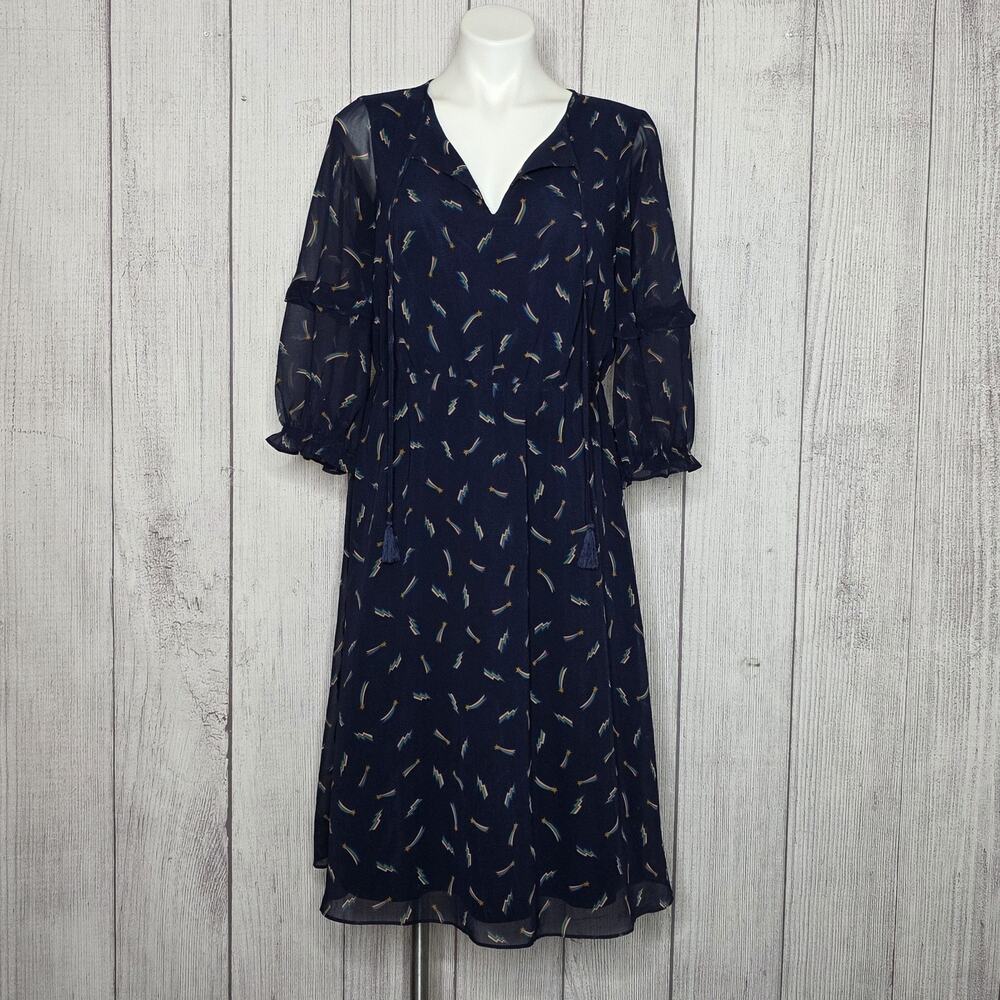 Boden Iona Dress 8R Navy Rainbow Lightning Bolt Shooting Star Novelty Print